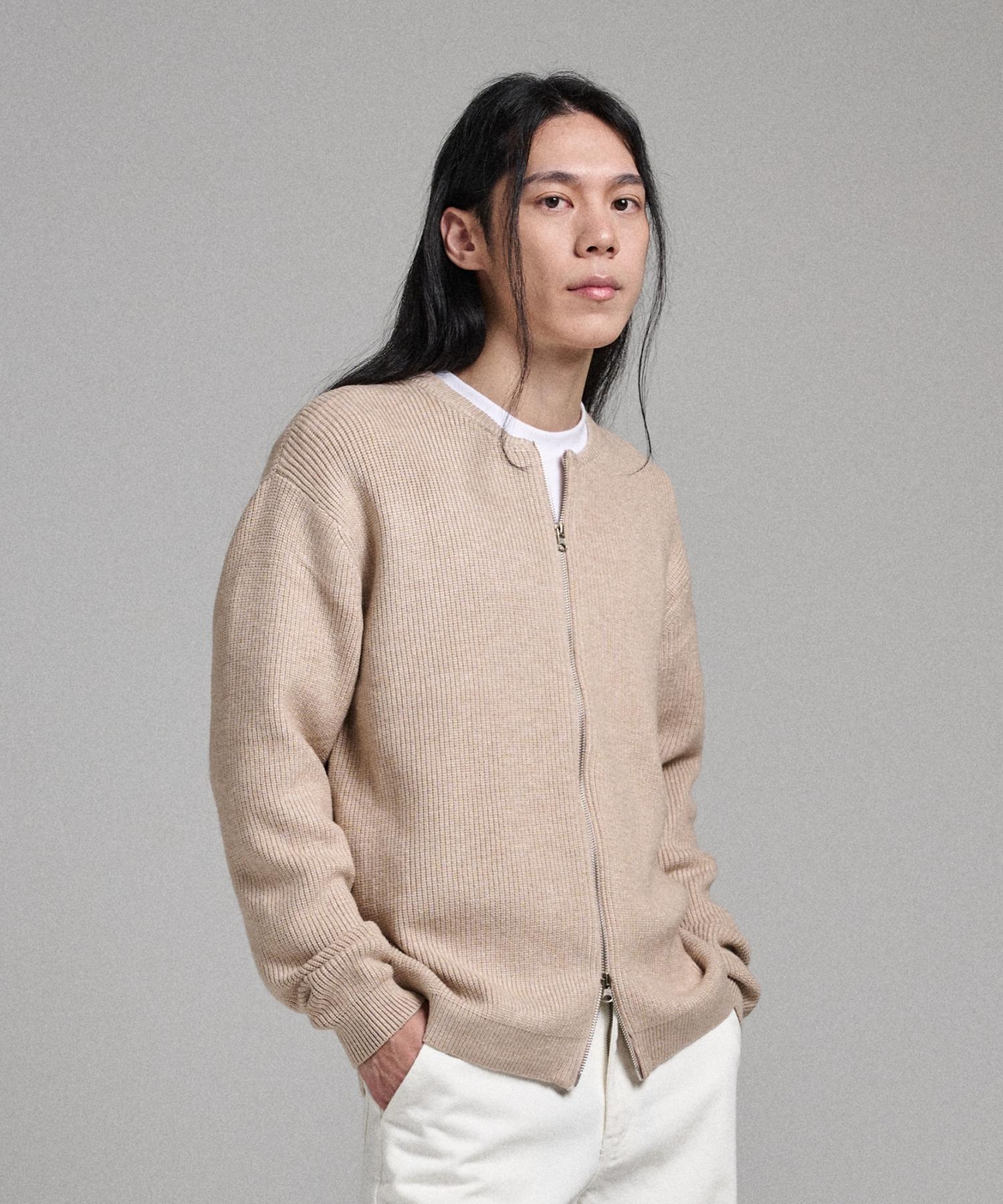 Analog Mood 2-Way Round Cardigan Knit (Beige) Free