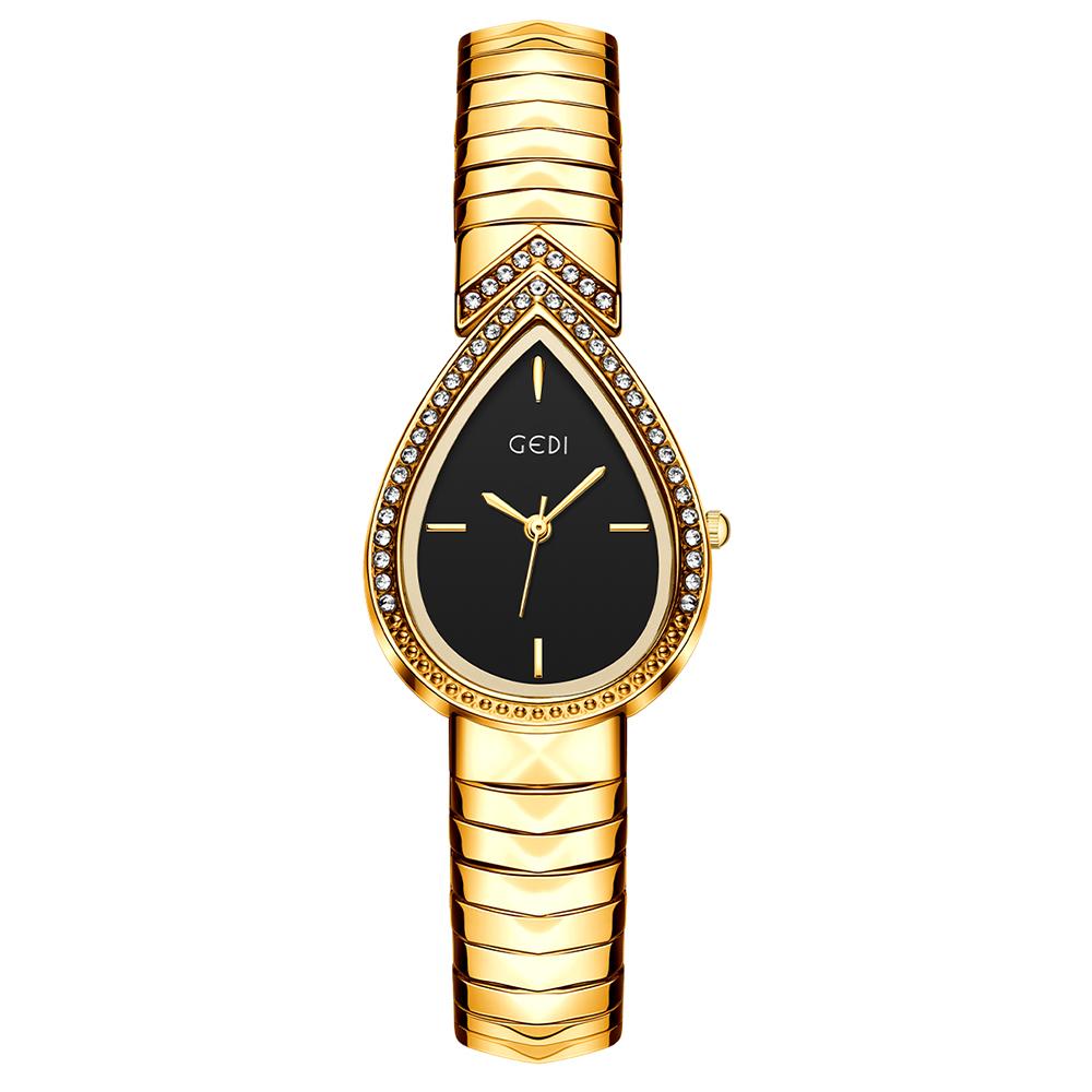 GEDI Women's Quartz Watch Fashion Golden Silver Casual Quartz Bracelet Wristwatch Niche Elegant Waterproof Hand Clock for Women