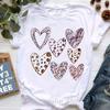 2025 Leopard Love Print T-Shirt Women Summer Fashion Tshirt Femme Harajuku Kawaii Clothes White Casual T Shirt Female