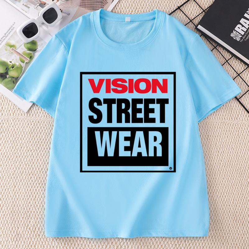 Unisex Unisex Vision Street Wear TShirt Letter Printed Short Sleeve TShirts Causal Round Neck Cotton Short Sleeve Tshirts