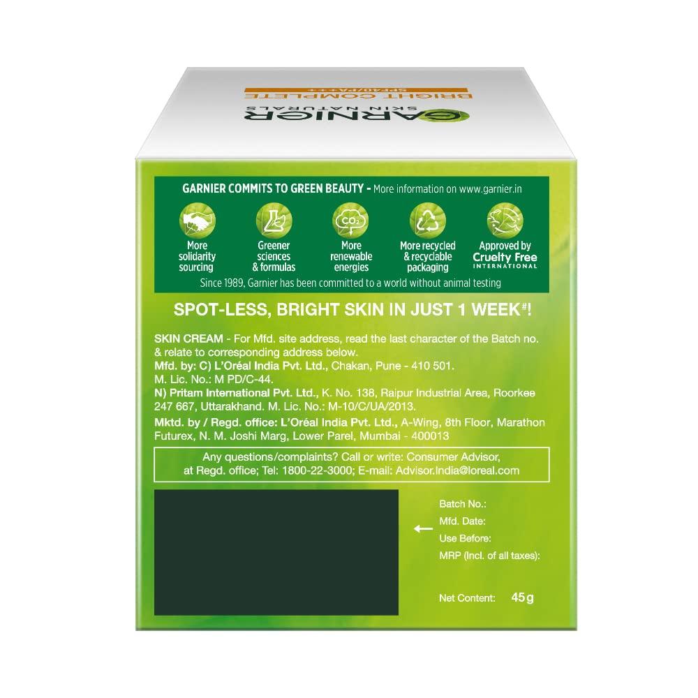 Garnier Bright Complete VITAMIN C SPF40/PA+++ Serum Cream, 45g