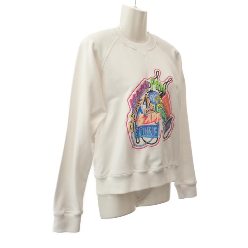 HERMES  3E4626DA 36  Sweat White/neon Cotton Mens