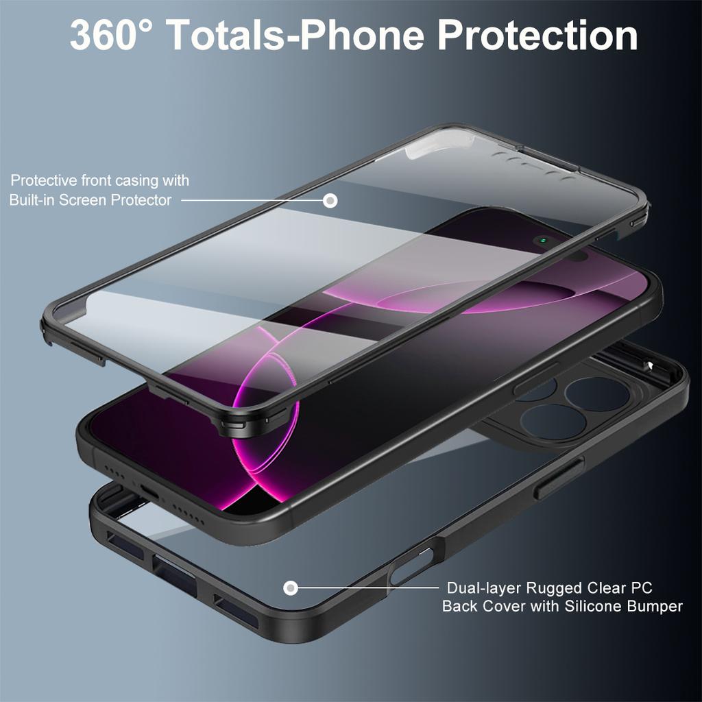 360 Full Body Clear TPU+PC Shockproof Cover with Cartoon Design for 17/16/15/14/13/12/11 Pro Max/Mini/XS/XR/X/X/7/8 Plus
