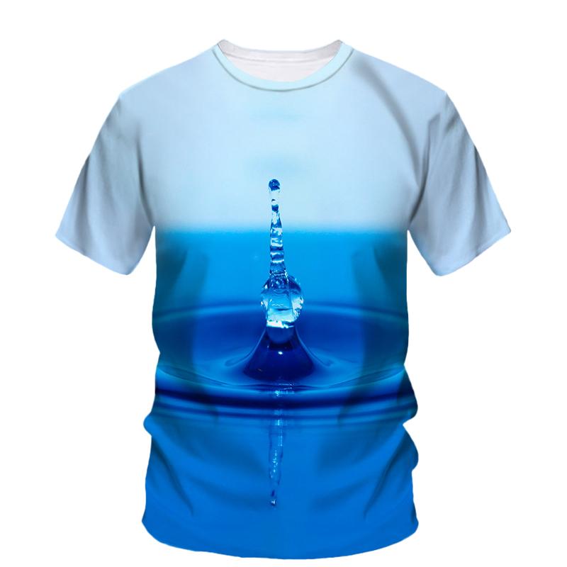 Summer Original Water Droplet Graphic T Shirts For Men Trend Casual Creative Simple Style Printed O-neck Short Sleeve Tees