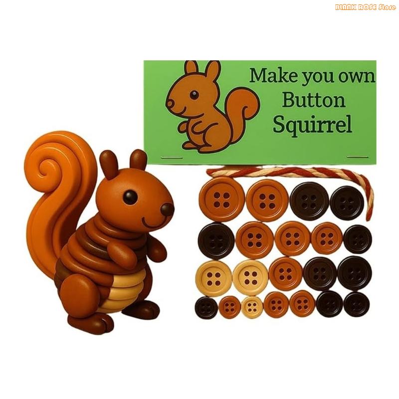 K1AE Unique Plastic Button Craft Project Animal Ornament Set With Easy Instructions