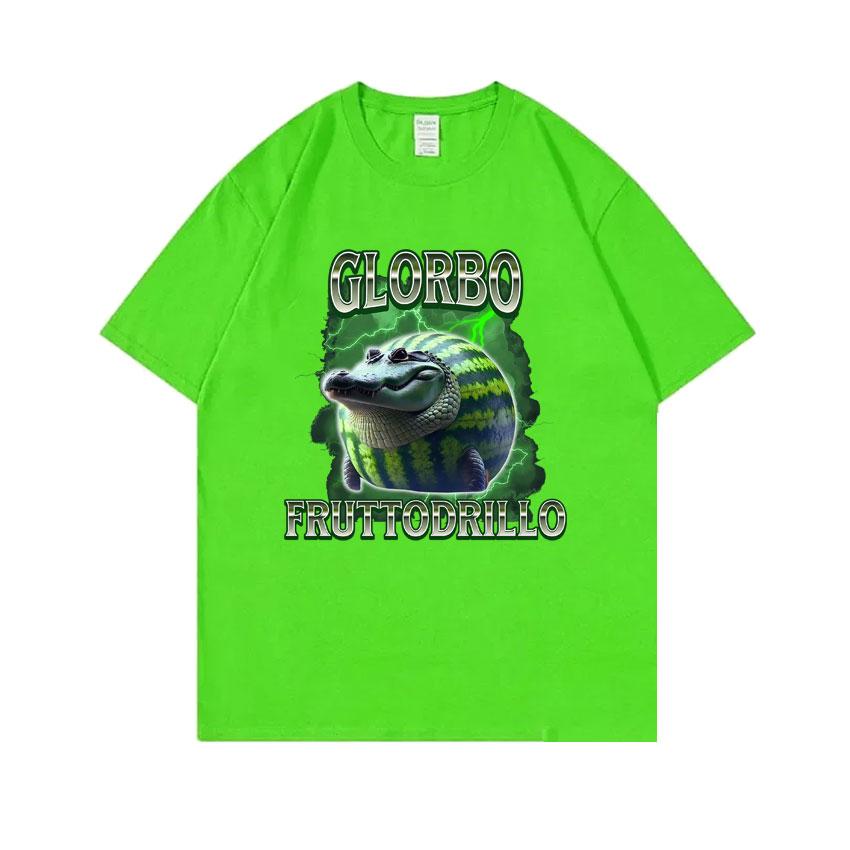 Italian Brainrot Glorbo Fruttodrillo T Shirts Watermelon Crocodile Funny Meme T-shirt Summer Men Women Fashion Oversized Tops
