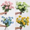 White Artificial Hydrangea 3 Heads Fabric Green Hydrangea Long Branches Decor Spring Artificial Floral Arrangement Wedding