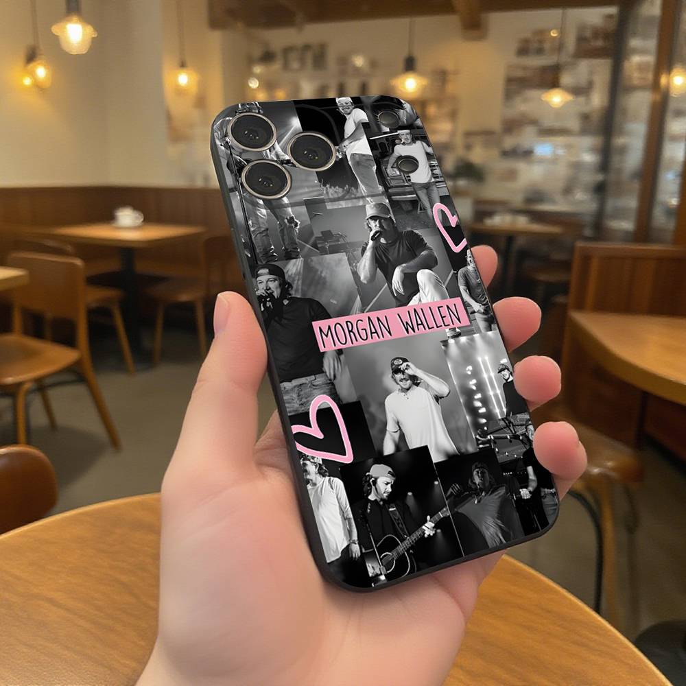 Singer M-Morgan Wallen Wear-resistant Phone Case For iPhone 17,16,15,14,13,12,11,Pro,Max,Plus Black Soft Cover iPhone14ProMax
