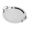 Stainless Steel Buffet Plate Bright Mirror Finish Serving Tray with Handle for Hotel Restaurant Banquet Circular