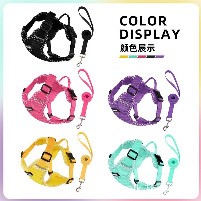 Adjustable Reflective Dog Harness With Leash Small To Medium Dogs Breathable Anti-Escape Chest Vest