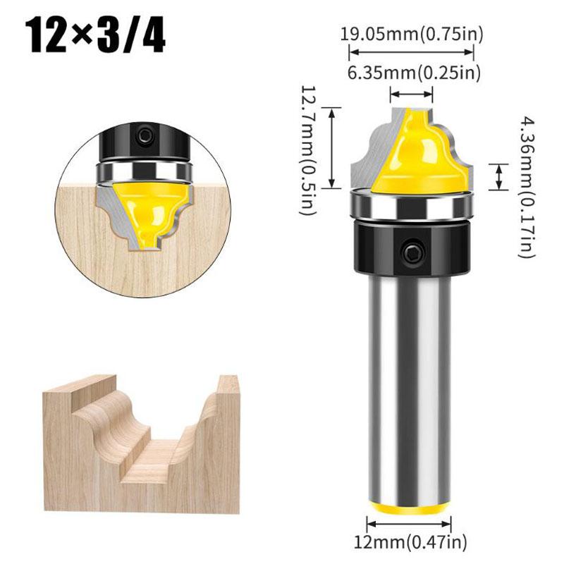 Imitation Three-arc Carving Router Bit Door Panel Cutter Cabinet Door Panel Cutter Woodworking Tools 12mm 1/2inch Shank