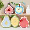 Cute Fruit Shaped Coral Fleece Hanging Hand Towels Strong Water Absorption Soft For Kitchen Bathroom Home Use