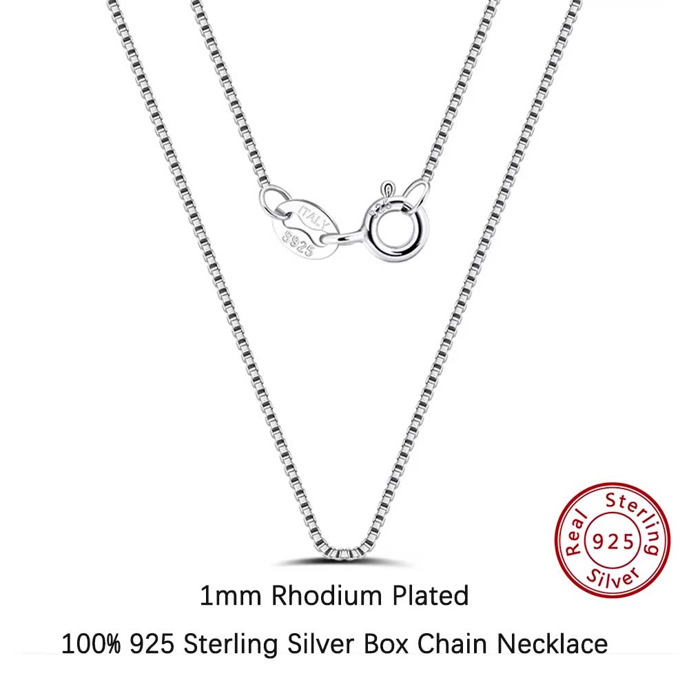 

ORSA JEWELS Simple Box Chain Necklace 1mm 2mm Real 100% 925 Silver Box Link Choker Chain for Women Men DIY Gift SC32 40cm