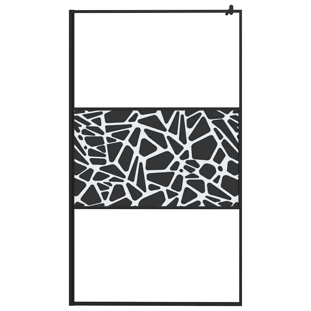 Walk In Shower Screen for Walk In Shower 115 X 195 Cm Tempered Glass Stone Design Black