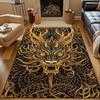 Golden Dragon Motif Rug Patterned Carpet, Non Slip Mat Suitable for Living Room and Bedroom Sofas