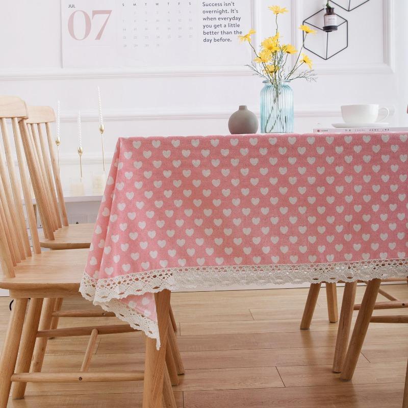 Tablecloth Daisy Print Small Dots Pastoral Cotton and Linen Tablecloth Table Cover