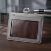 Leather Work ID Badge Holder with Foldable Magnetic Closure