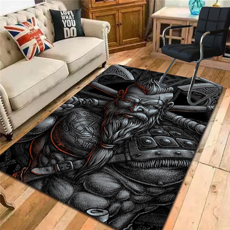 Imposing Viking Warrior Rug Floor Mat for Living Room or Bedroom Soft and Comfortable Carpet a Gift for Birthday and Holiday.NFF0928202