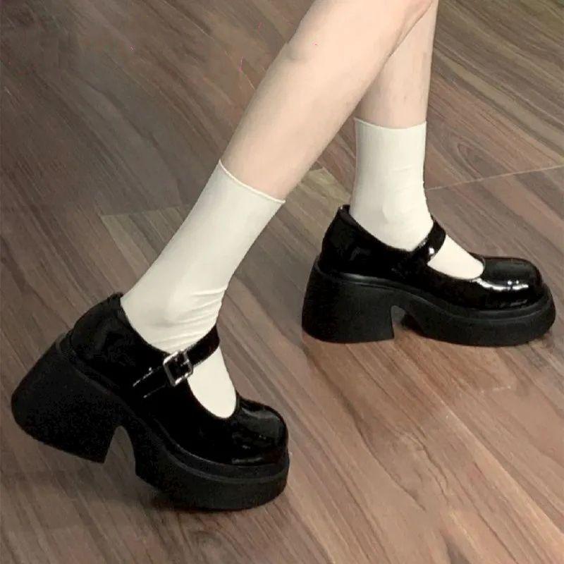 Spice girl Mary Jane small leather shoes women's spring and autumn new versatile Japanese jk heightened platform Mary Jane single shoes