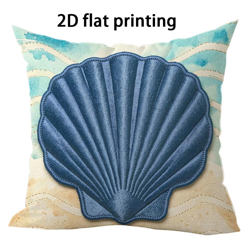 Deep Blue Mussel Texture Double-Sided Printed Pillow Cover Short Plush Suitable Living Rooms Bedrooms Sofas Throw Cushion Cover