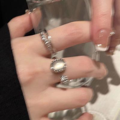 Weißes Mondlicht Dreiteiliger Ring Damen Süßer Cooler Stil Nische Design Sinn High-End Ring Mode Persönlichkeit Retro Zeigefingerring