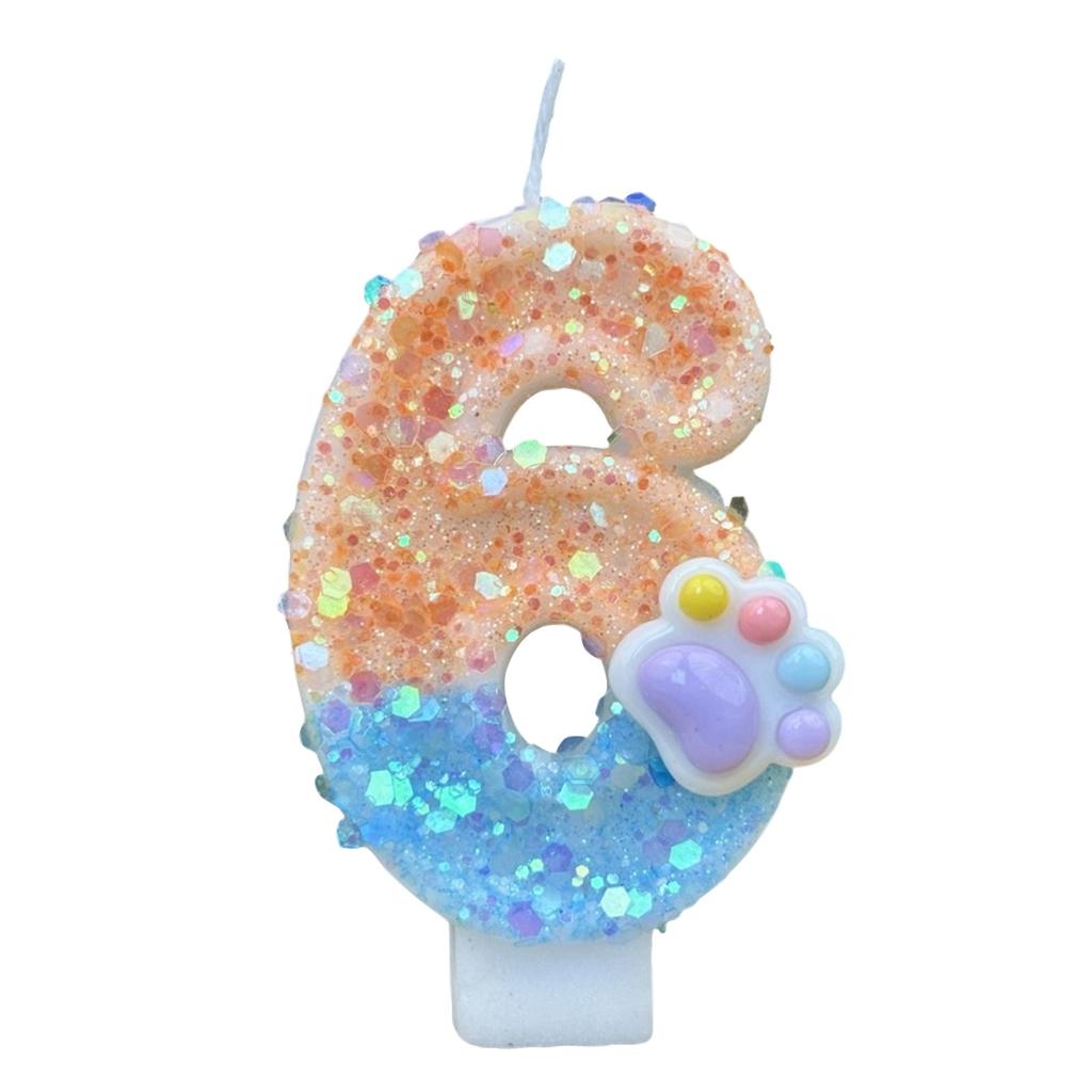 Gradient Glitter Birthday Candle, Cake Topper Decoration With Sturdy Pick, Safe Burning For Birthday Parties, Anniversaries & Celebrations,