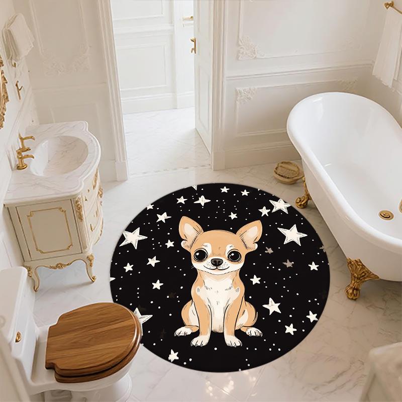 Chihuahua pattern round rug,Carpet Rug for Living Room Bedroom Sofa Playroom Decor,Non-slip Floor Mat,Holiday Gifts and Birthday Gifts.