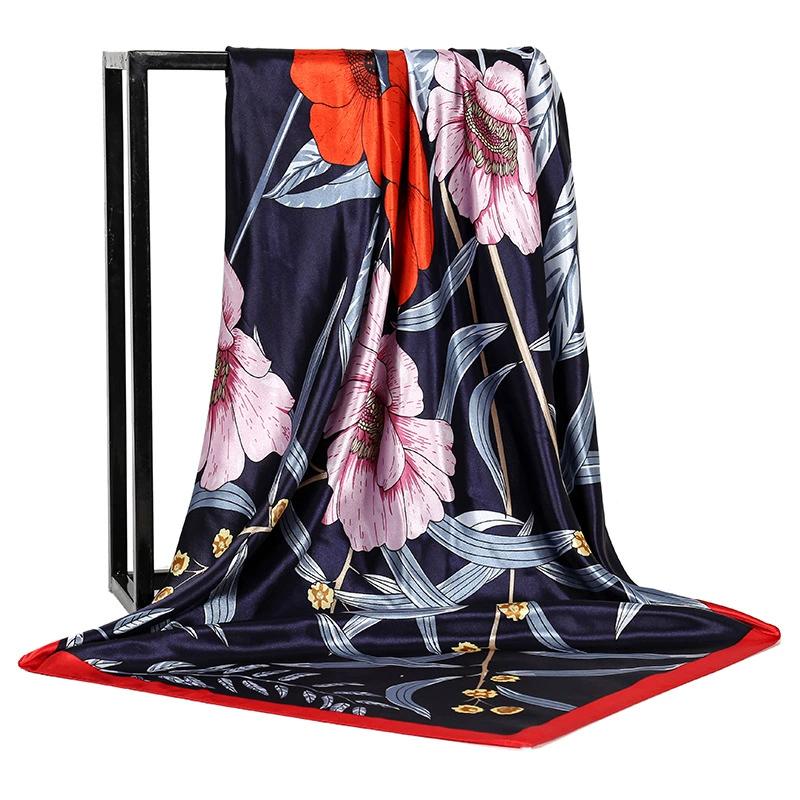 Europe And America Square Shawls Four Seasons Popular Silk Scarves Luxury Style Sunscreen Kerchief New Fashion 90X90CM Headcloth