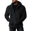Autumn Men's Plush Cardigan with Hood Solid Color Warm Home Comfort Zipper Jacket