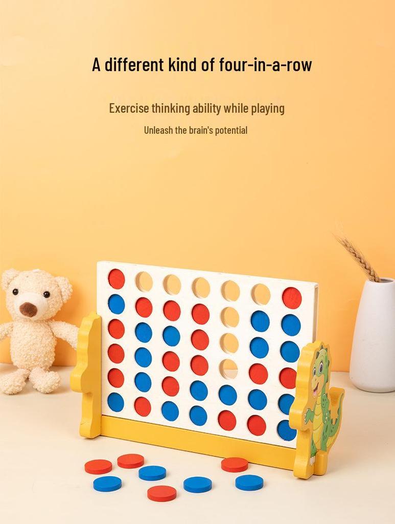 Dinosaur 3D Four-in-a-Row Wooden Puzzle Game for Kids