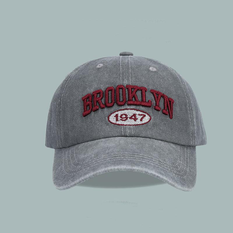 

Simple washed old baseball cap children retro versatile embroidered cap men s soft top sun hat Adjustable светло-серый