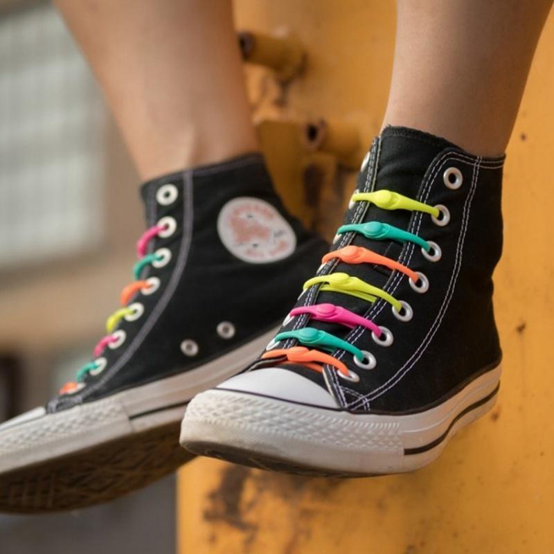 12 stuks Stretch Siliconen Veters Zonder Strikken Elastische Veters Sneakers Volwassenen kinderen Luie Veters voor Schoenen Rubber Zapatillas