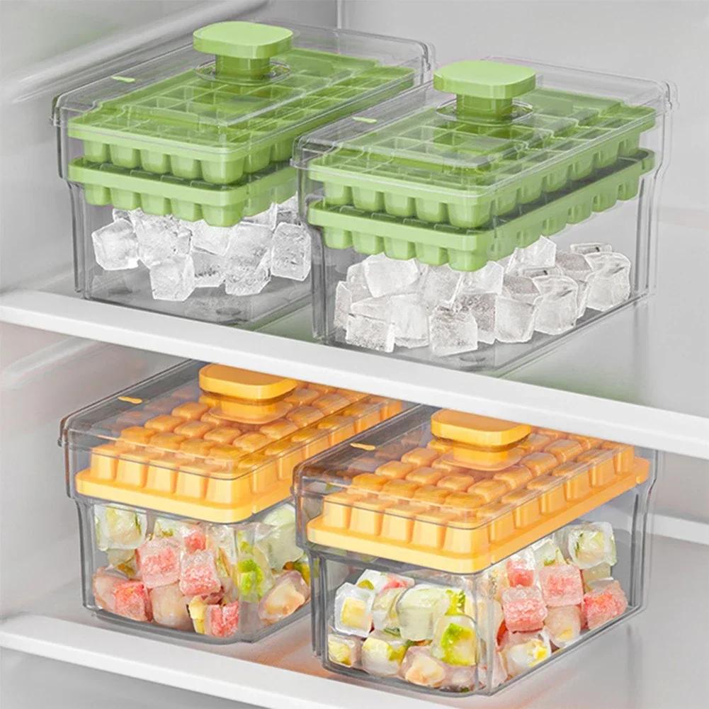 34/68 Grids Easy Press Release Ice Mold Ice Cube Tray With Lid And Storage Box Seal Reusable Freezer Ice Making Tool