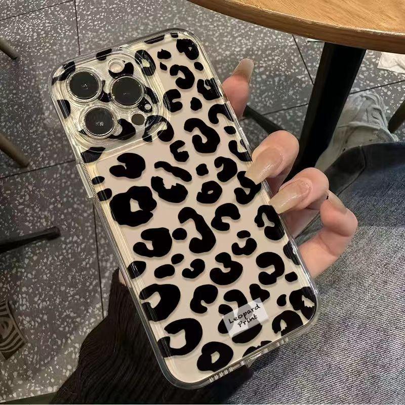 Black Leopard Print Case for iPhone 17 Pro Max, 16/17, 15/14 Cross-Compatible, Soft Cover for 13