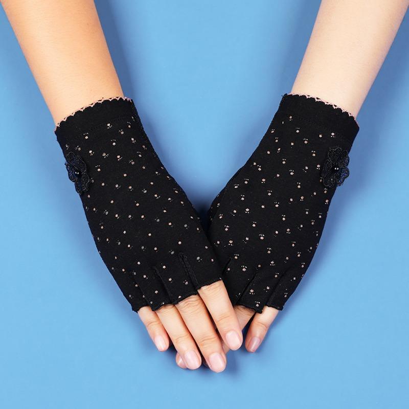 

Солнцезащитные перчатки с открытыми пальцами Тонкие женские летние для вождения, езды на велосипеде, нескользящие, с защитой от ультрафилета, для сбора чая, маникюра, перчатки с половиной пальцев One size [Length 17.5 Width 8.5CM]