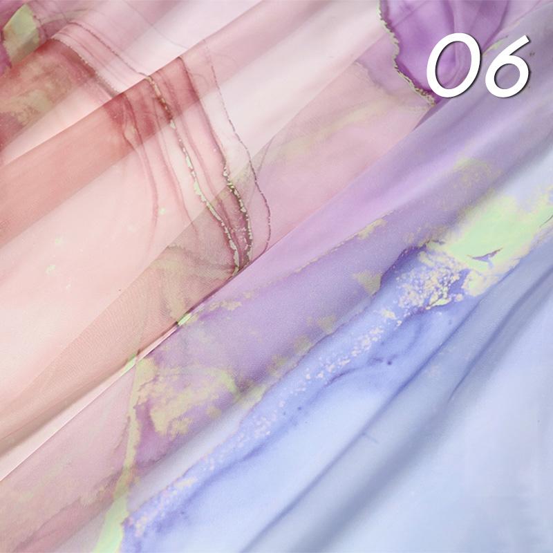 1/3/5M Tkanina szyfonowa w kolorze gradientowym 30D Tkanina szyfonowa DIY Tęczowa gwiaździsta przezroczysta materiał na sukienkę do tańca Kostium sukienka rzemiosło