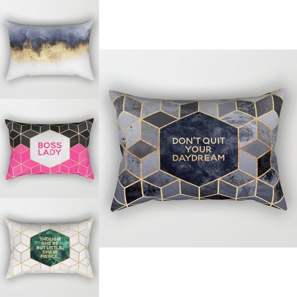 Soft And Comfortable Peach Skin Rectangle Pillow Case With Chic Geometric Marble Print For Home Styling