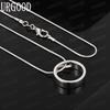 925 Sterling Silver Classic Solid Plain Circle Pendant Necklace - Stylish Evening Jewelry
