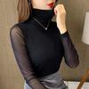 High Neck Mesh Base Shirt Women's Long Sleeved Slim Fit Lace Shirt Top T-shirt Women's Pullover Shirt