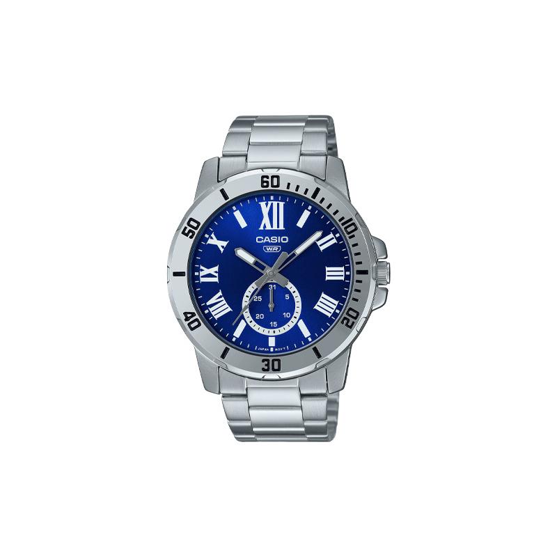 

Casio GENERAL Series Swordfish Water Ghost Heart of the Ocean Pointer Display Quartz Movement Stainless Steel Strap Japanese and Korean MTP-VD200D-2B синий