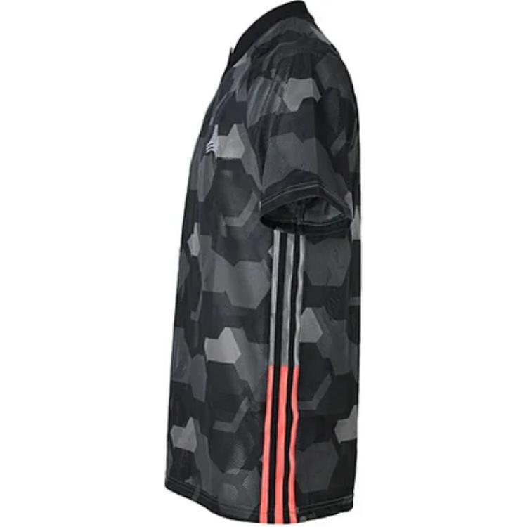 Adidas X Tango Collaboration Pattern Print V-Neck Knit Short Sleeve T-Shirt Men Tops Black FM0831