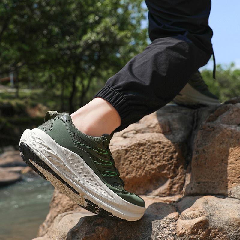 New Men'S Thick Soled Anti Slip Sports Shoes Lightweight And Breathable Hiking Shoes Outdoor Comfortable And Casual Shoes