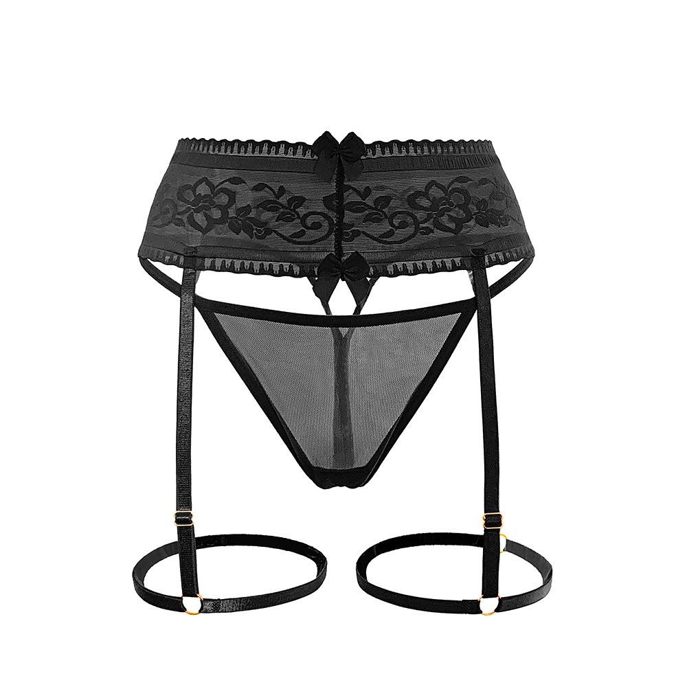 Dantelă Seduction Jartieră Sexy Negru Mătase Mood Inel de Picior Ajustabil Ciorapi Pantalon Set Jartieră Ultra-subțire