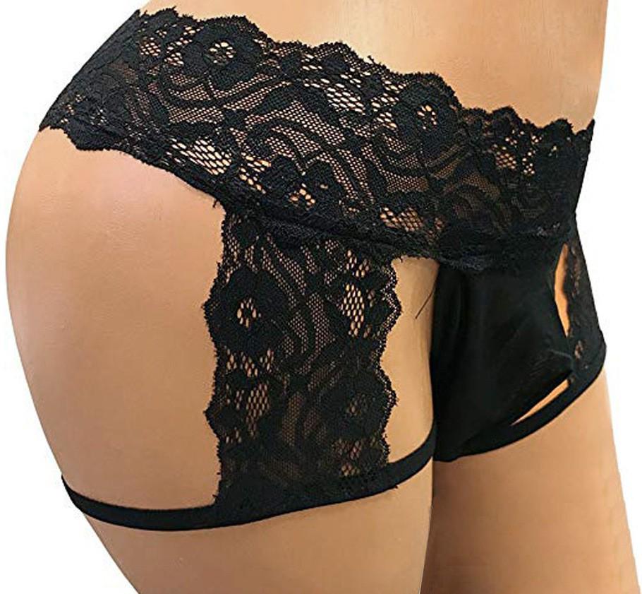 Men's Sexy Lace Jockstrap Boxer Briefs with Straps 1862