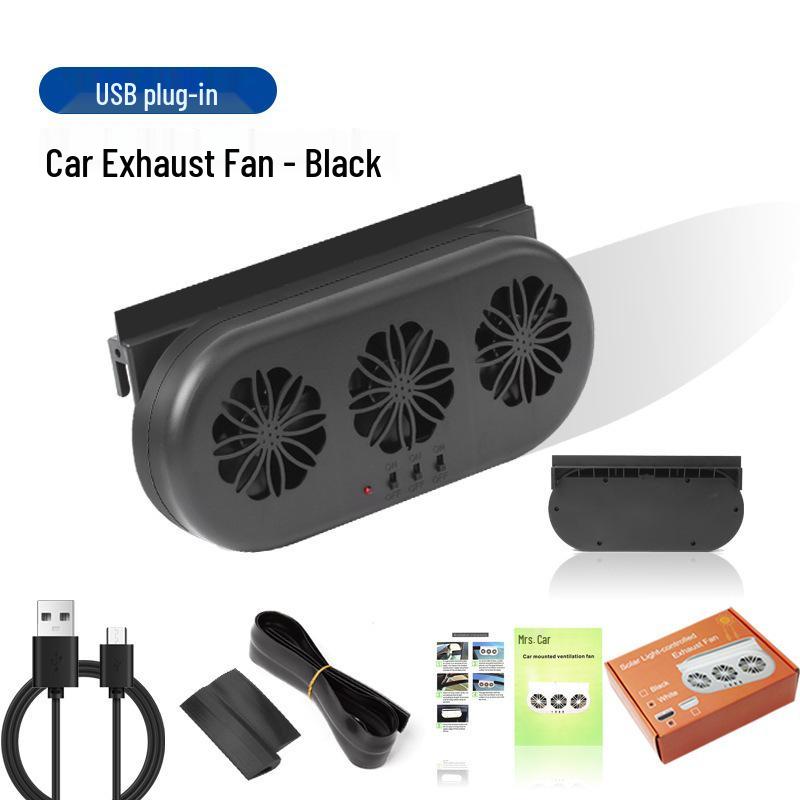Solar-Powered Car Ventilation Fan for Window Exhaust and Interior Cooling
