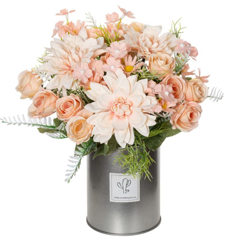 1Pc Artificial Rose Flowers Wedding Home Bedroom Decor Bridal Bouquet Garden Fake Silk Dahlia Hydrangeas Vase For Board Outdoors