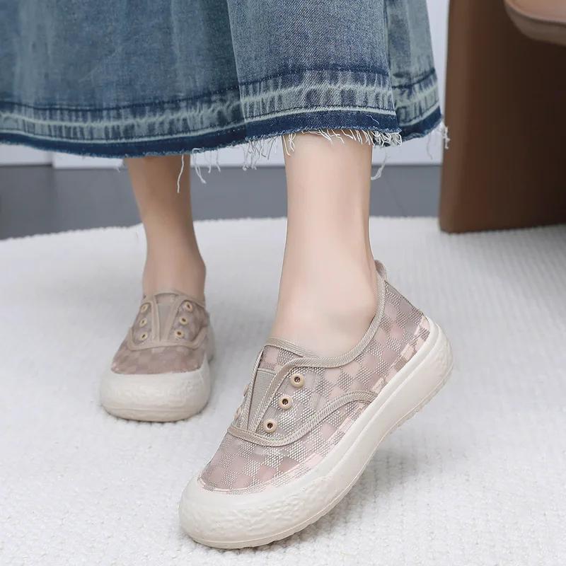 

2024 Лето Новые Комфортные Повседневные Женские Туфли Модные Мягкие Подошвы Сетчатые Дышащие Туфли На Плоской Подошве Для Женщин Лоферы Zapatos De Mujer 40 хаки