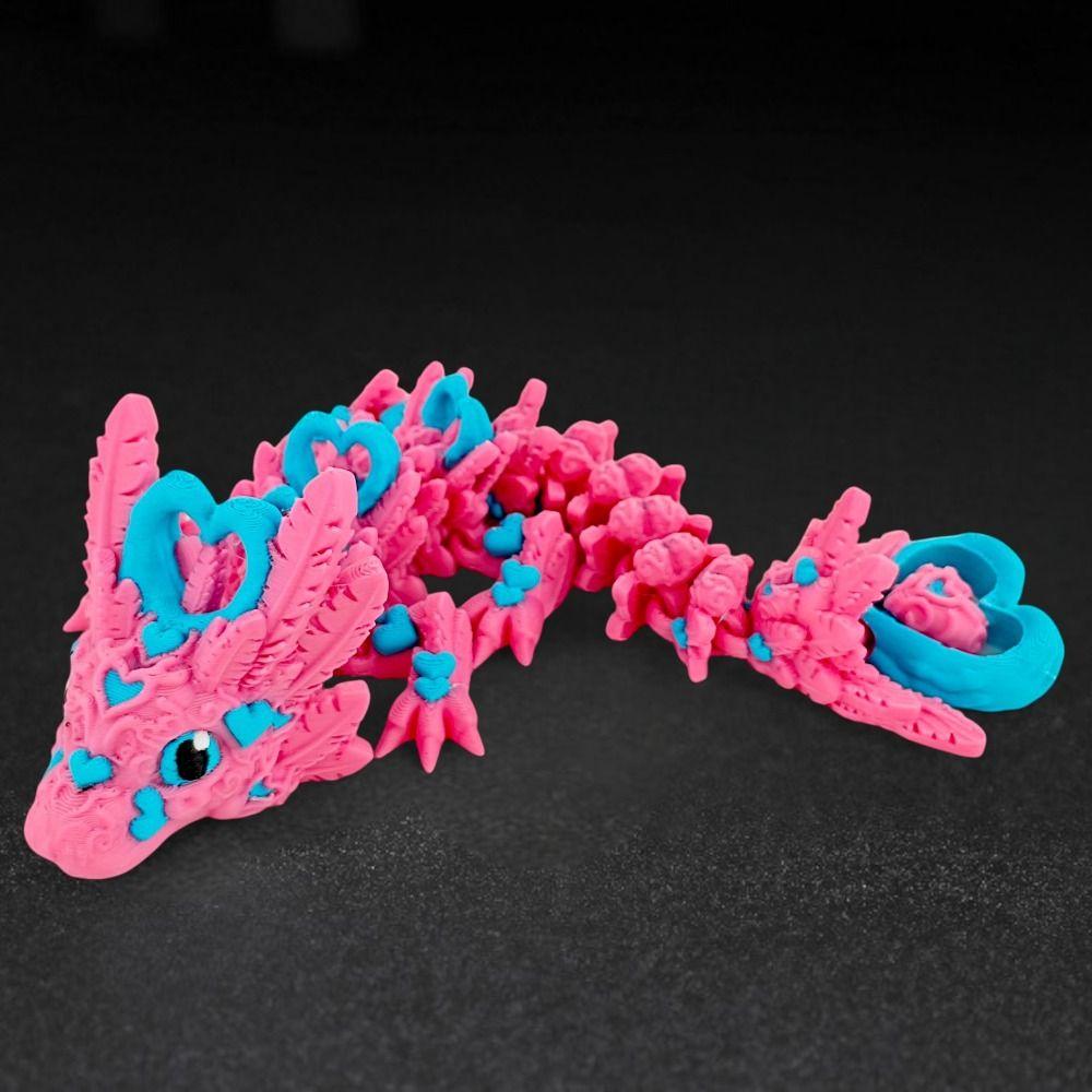 Movable Joints 3D Printed Dragon Cartoon Handicraft 3D Rotatable Articulated Dragon Realistic Figurine