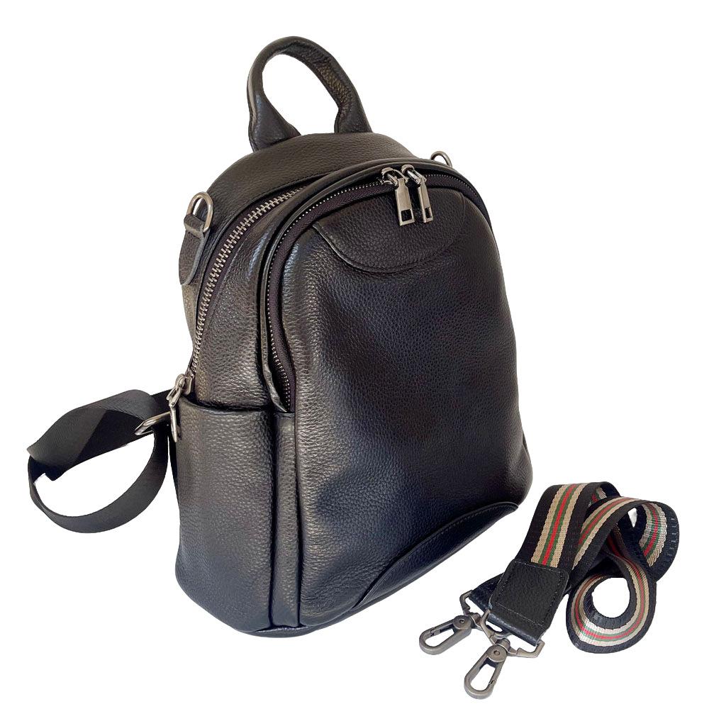 Mochila Casual Versátil, Couro Genuíno Primeira Camada Couro de Vaca Bolsa Feminina, Mochila Preta.