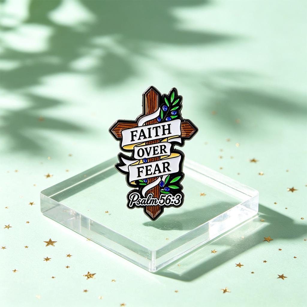 FAITH OVER FEAR Enamel Pin 56:3 Brooch Lapel Pins Badge On Backpack Clothing Accessories Fashion Jewelry Friends Gifts